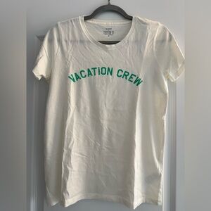 J. Crew Cream Tee with Green "Vacation Crew" Print